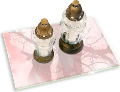Produktbild von Glas Grabkerzen Untersetzer Motiv Gummifüße - 80x52 cm - Pastellfarbene Hintergrundrosen