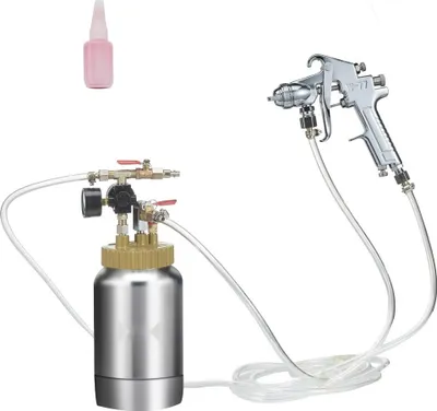 Immagine prodotto di Serbatoio a pressione contenitore per vernice a spruzzo - serbatoio a pressione 2L, 45 psi - contenitore per pistola a spruzzo per vernice Φ 38,5 x 12,6 c - pistole a spruzzo per vernice, coloranti