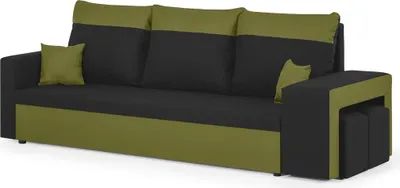 Produktbild von 3-Sitzer-Sofa mit Schlaffunktion DAKOTA2 - Schwarz/Grün