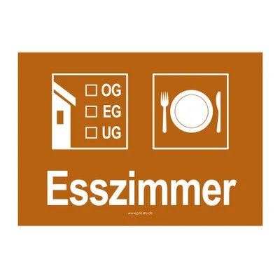 Produktbild von PRICARO Umzugsaufkleber "Esszimmer" braun, A6, 15 Stück