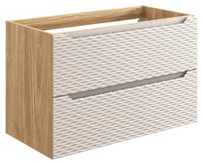 Zdjęcie produktu dla Szafka Pod Umywalkę 90 Cm 2 Szuflady Dąb Olejowany Beż 3D