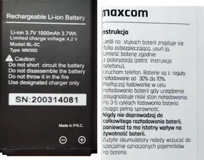 Produktbild von Maxcom Original Akku 1000mAh für Modelle MM400/430/450/460/132/335