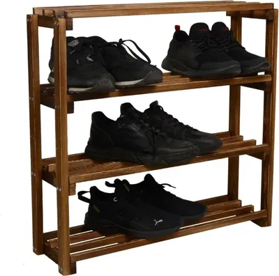 Produktbild von 3-stöckiges Schuhregal aus Holz – Kompaktes Regal für Schuhe, Flur & Haushalt – 62 × 50 × 18 cm – Stabil & Belüftet Flurregal Schuhständer