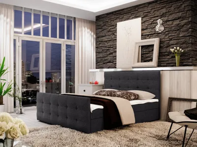 Obrázek produktu pro Boxspringová manželská postel VASILISA 2 - 160x200, tmavě šedá