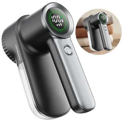 Produktbild von Fusselrasierer, Elektrisch Fusselentferner, Lint Remover, USB wiederaufladbar, mit LED-Anzeige, für Kleidung, Teppiche & Polster, Schwarz