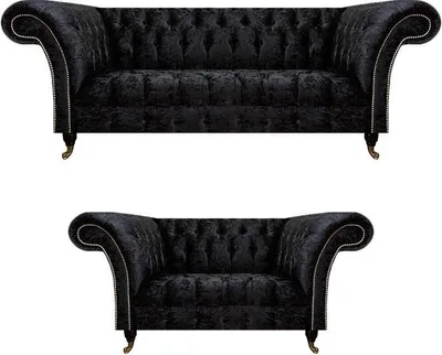 Obrázok produktu pre Luxusný textilný nábytok do obývačky Chesterfield čiernej farby