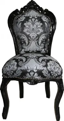 Produktbild von Barock Esszimmer Stuhl Schwarz Muster / Schwarz