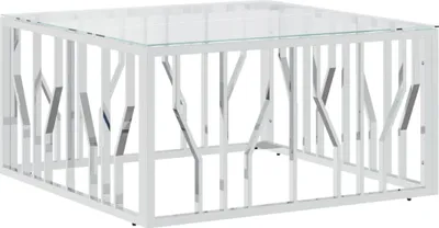 Obrázek produktu pro Konferenční stolek 80 x 80 x 40 cm nerezová ocel a sklo