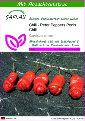 Produktbild von SAFLAX - Chili - Peter Peppers Penis Chili - Capsicum annuum - 10 Samen - Mit keimfreiem Anzuchtsubstrat