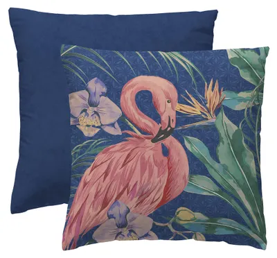 Samt-Flamenco-Kissen 45x45 cm mit Füllung, Polyester, waschbar