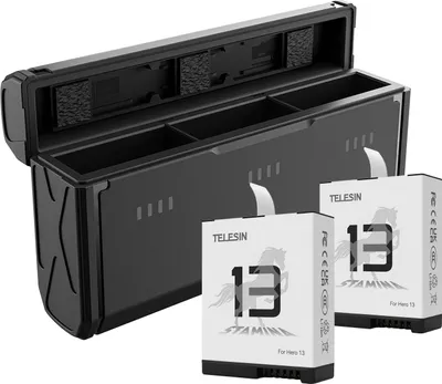 Produktbild von Akkuladegeraet-Set fuer Sportkameras mit 1 * 3-Schlitz-Akkuladebox 2 * 1950 mAh Action-Kamera-Akkus als Ersatz fuer GoPro Hero 13