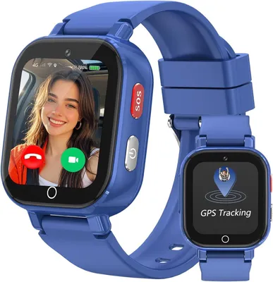 4G-Smartwatch für Kinder mit GPS und Telefonfunktion Videoanruf-, SOS-, WLAN-, Sprachchat-, Schulmodus, Schrittzähler und Wecker