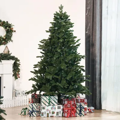 Produktbild von 3 Blattformen Spritzguss-Spitzen, Künstlicher Weihnachtsbaum 180 cm, Tannenbaum PVC/PE, Grün | Metallständer | 7,6 kg | 748 Spitzen | Ø 120 cm