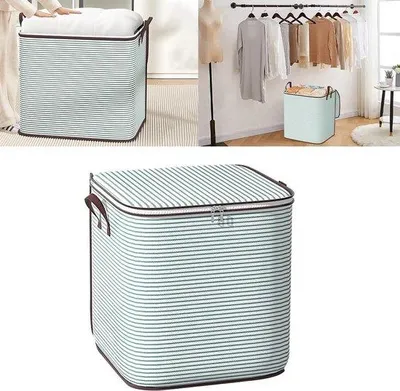 Immagine prodotto di Organizer pieghevole - 100 litri - Sacchetti portaoggetti con tasche mobili - Manici rinforzati e chiusure - Ideale per la camera da letto e la cameretta dei bambini.