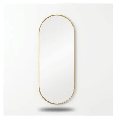 Image de Miroir mural ovale SensaHome - Design minimaliste - Miroir à fixer au mur avec cadre métallique - Moderne - Miroir de dressing - 50x150 cm - Or