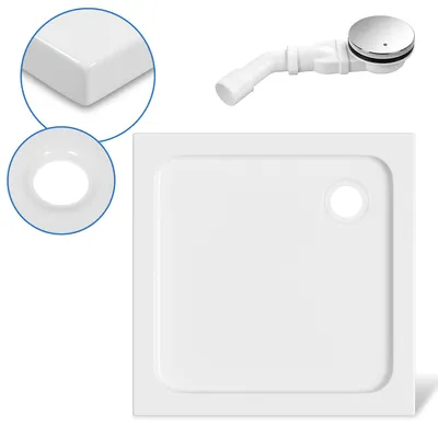 Obrázek produktu pro Vigevee, sprchová vanička, 80x80 cm, bílá, výška 4 cm, černý sifon s filtrem