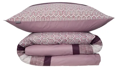 Produktbild von SCHIESSER Bettwäscheset Siena | Renforcé | 2-teilig | 100% Baumwolle | Grafisches Streifenmuster | Weich und glatt | Reißverschluss | 135x200 cm + 80x80 cm | Burgund