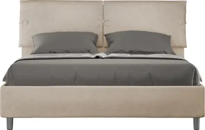 Produktbild von ITYHOME - Gepolstertes Bett mit Lattenrost 160x190 mit Mikrofaserbezug Sandfarbe Sleeper