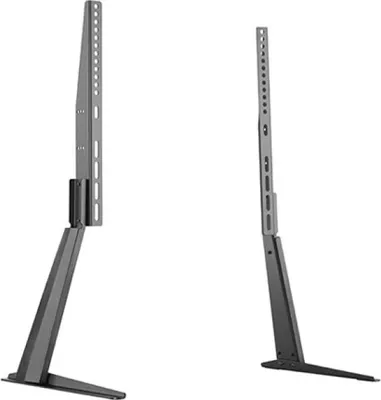 Two TV monitor stands are shown against a white background.