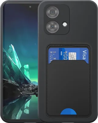 Zdjęcie produktu dla Etui na telefon Motorola Edge 40 Neo z uchwytem na kartę TPU - elastyczne etui na tył z silikonu TPU z kieszenią na karty - czarne - Smartphonics