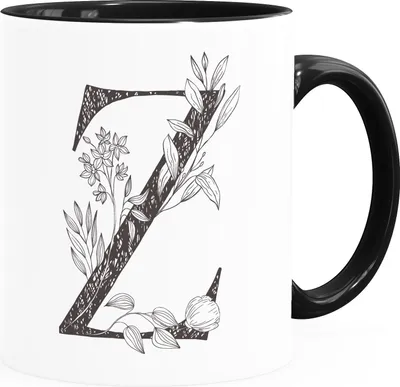 Produktbild von Kaffeetasse Monogramm Initiale Geschenk-Motiv Tasse personalisierte Namenstasse personalisierte Geschenke SpecialMe® Z Inner-Schwarz Keramik-Tasse