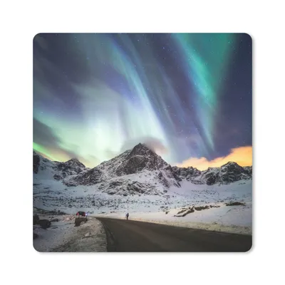 Produktbild von MuchoWow® Mauspad Mousepad Nordlichter - Schnee - Berge 30x30 cm - Mousepads - Maus Mat - Pad - Mausunterlage - Gaming