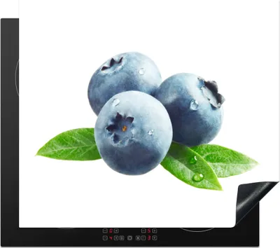 Produktbild von KitchenYeah© Herdabdeckplatte Blaubeeren - Blatt - Frucht , 57x51cm, Küche Deko, Glaskeramikkochfeld Herdabdeckung, Abdeckplatte fùr Kochfeld