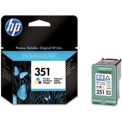 Zdjęcie produktu dla HP 351 oryginalny wkład atramentowy trójkolorowy, Cyjan, Purpurowy, Żółty, Atrament barwnikowy, 1 szt., 170 stron(y)