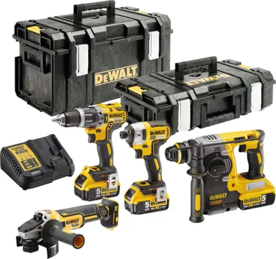 Zdjęcie produktu dla Zestaw 4 narzędzi XR 18V (3x5,0 Ah) w 2 walizkach TSTAK - DEWALT DCK422P3T-QW