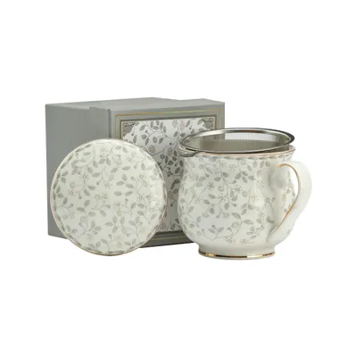 Produktbild von Tasse mit Infuser Blumen Retro Keramikporzellan 480 ml Stahlfilter