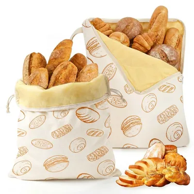 Image de Lot de 2 sacs réutilisables en cire d'abeille, dimensions 43 x 33 cm