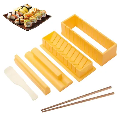 Sushi-Set mit Form, Stäbchen & Löffel – DIY Sushi-Maker, rund, für Anfänger