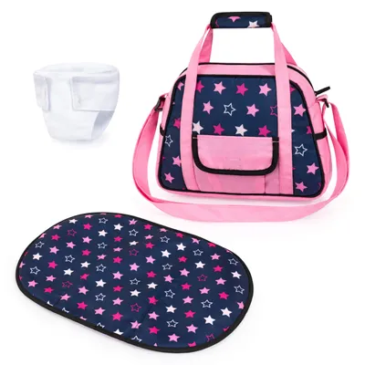Produktbild von Bayer Design 69016AA Puppen Pflegetasche, Wickeltasche für Puppeneltern, mit Nähwindel, Winkelunterlage, Puppenzubehör