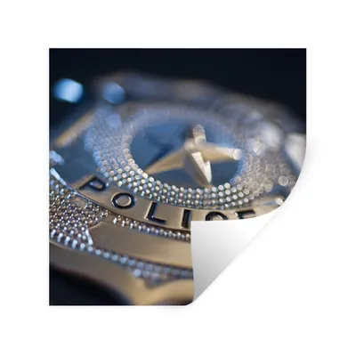 Produktbild von MuchoWow® Wandtattoo Wandsticker Wandaufkleber Polizeiabzeichen 80x80 cm Selbstklebend und Repositionierbar - Wierderverwendbar - Selbstklebend