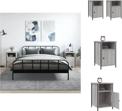 Obrázok produktu pre vidaXL Nočné stolíky 2 ks. Sivá Sonoma 40x42x60 cm Materiál na báze dreva - Nočné stolíky