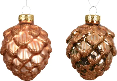 Produktbild von Christbaumschmuck Zapfen 7cm Glas 6 Stück - Brandy