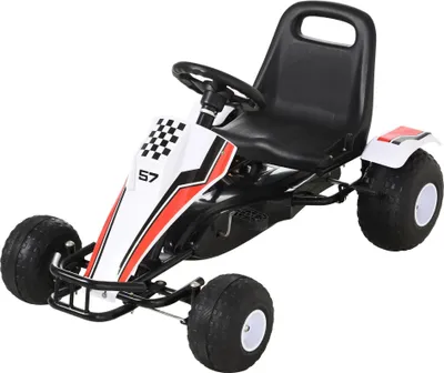 Obrázek produktu pro Dětská šlapací motokára - šlapací vozidlo - od 3 let - nastavitelné sedadlo - brzda - bílá