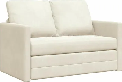 Image de vidaXL Canapé-lit Crème 204 x 122 x 60 cm Velours