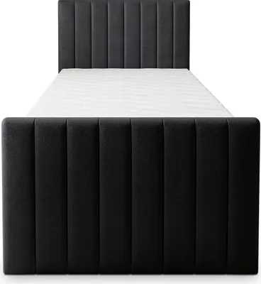 Produktbild von Masseno Boxspringbett ARION 100 100x200 cm Komplett-Set mit Bonell Matratze und Topper, Polsterbett mit Bettkästen -Schwarz, KRONOS 07