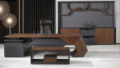 Immagine prodotto di Mobili da ufficio di lusso di design scrivania a L con tavolino studio