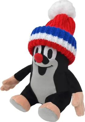 Image de La petite taupe, assise, avec bonnet tricolore rouge, 20cm