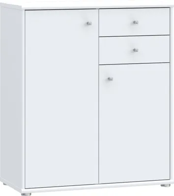 Produktbild von Kommode TEMPRA 2 Weiß mit 2 Schubladen, 2 Türen und 2 Einlegeböden