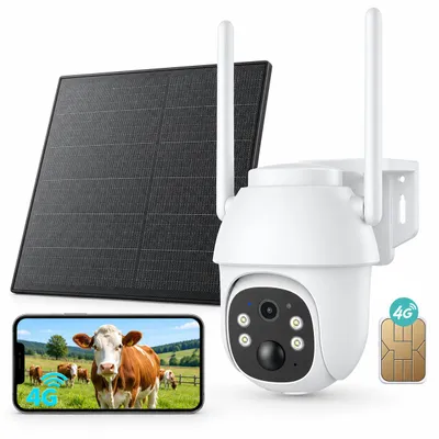 Productafbeelding van 2K bewakingscamera voor buiten, met batterij en zonnepaneel, PTZ-camera voor buiten, met bewegingssensor (PIR)