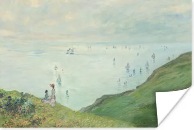 Produktbild von MuchoWow® Poster Klippenspaziergang bei Pourville - Gemälde von Claude Monet 180x120 cm - Fotoplakat