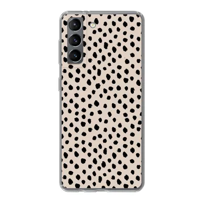 Produktbild von MuchoWow® Handyhülle Schutzhülle Hülle für Samsung Galaxy S21 Polka dots - Schwarz - Beige Silikon Softcase Handy Hülle - Softcase