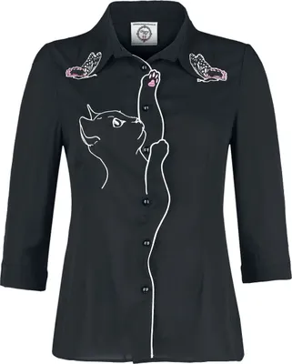 Produktbild von Banned Bluse Damen Snow Bird Shirt schwarz XXL