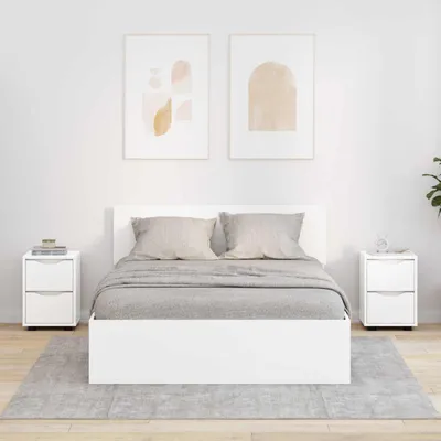 Image de vidaXL Tables de chevet 2 pcs Blanc 30,5 x 30 x 43 cm Bois composite