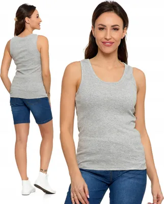 Immagine prodotto di Canotta da donna - Canotta grigia taglia S - Top senza maniche grigio - Top estivo - Top in cotone