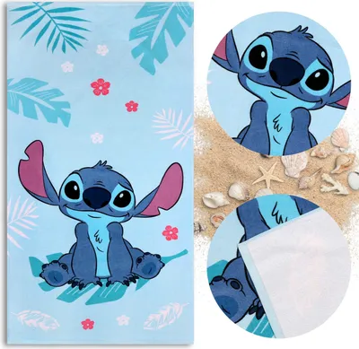 Produktbild von DISNEY Stitch SCHNELLTROCKNENDES Strandhandtuch, Kinderbadetuch BAUMWOLL 70x140 cm