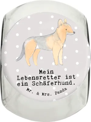 Produktbild von Mr. & Mrs. Panda Bonbonglas Schäferhund Lebensretter L 870ml - Grau Pastell - Geschenk, Keksdose, Dekoglas, Vorratsbehälter, aufbewahrungsglas, Dose